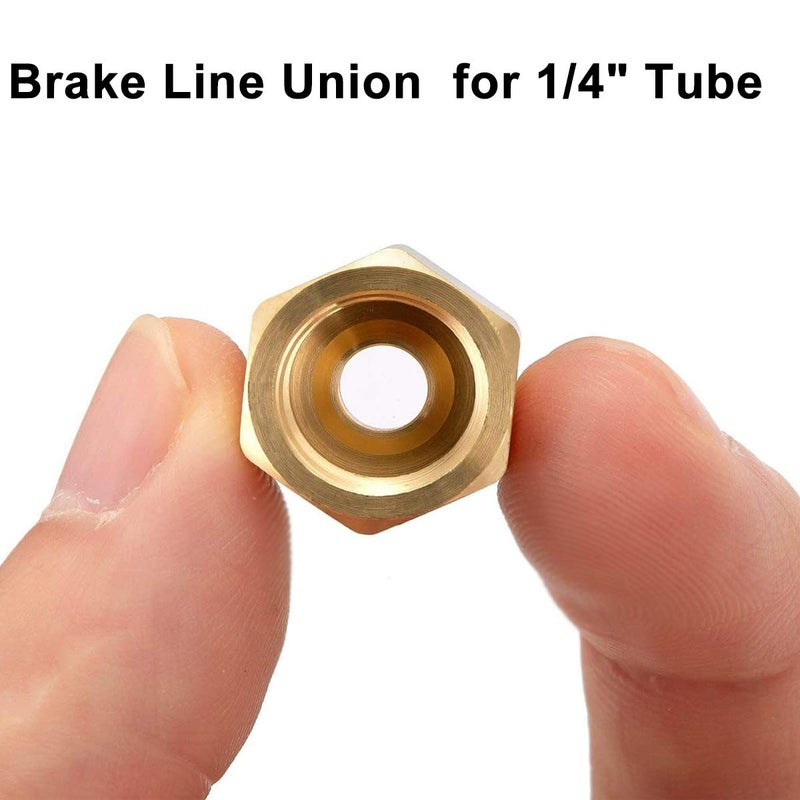 MuHize 1/4 Brake Line Fittings - Upgraded 15 Pieces 7/16 24 Threads Brake Union Fittings Assortment for 1/4â€ Brake Tube (5 Unions, 10 Nuts) - Image 3